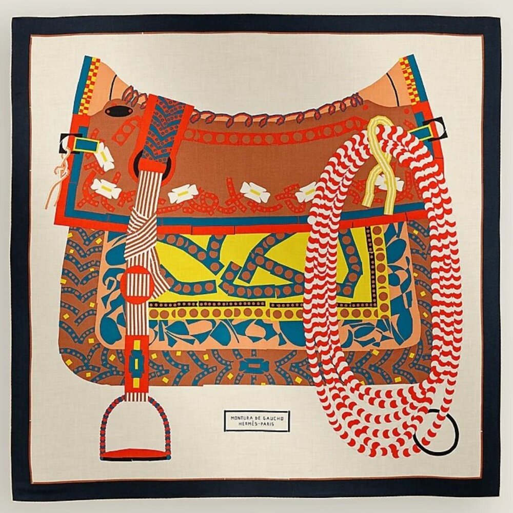 Hermes Montura de Gaucho Cashmere Silk Shawl Scarf